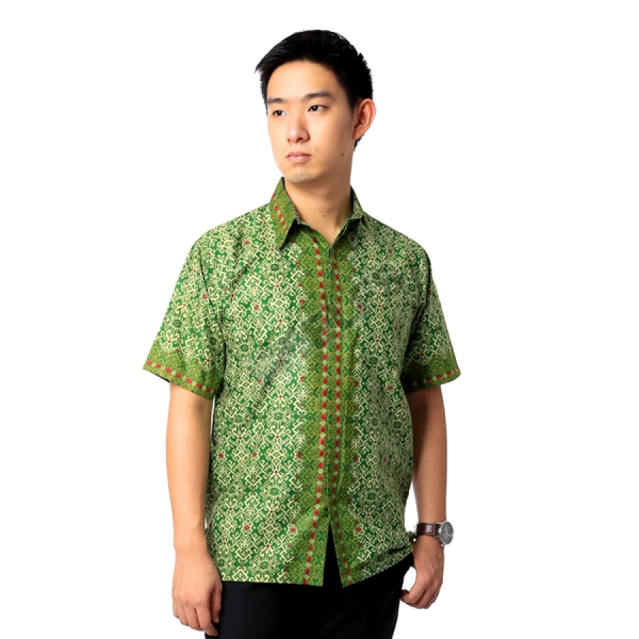 KEMEJA BATIK PENDEK Kemeja Batik Pendek Katun 6M1 Hijau Muda 1 kfbd_batik_katun_6m1_im_0