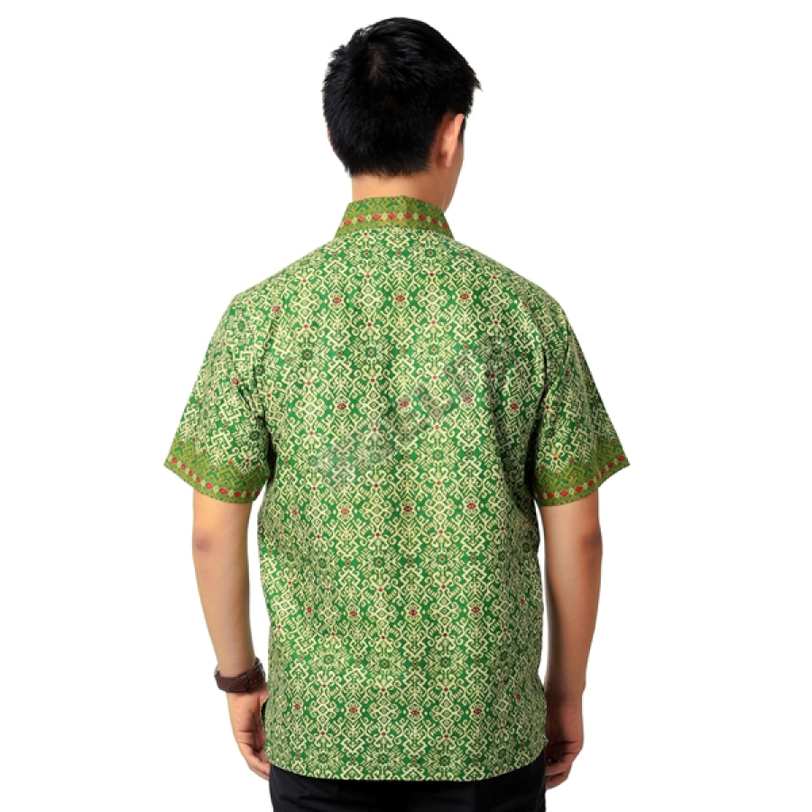 KEMEJA BATIK PENDEK Kemeja Batik Pendek Katun 6M1 Hijau Muda 2 kfbd_batik_katun_6m1_im_1