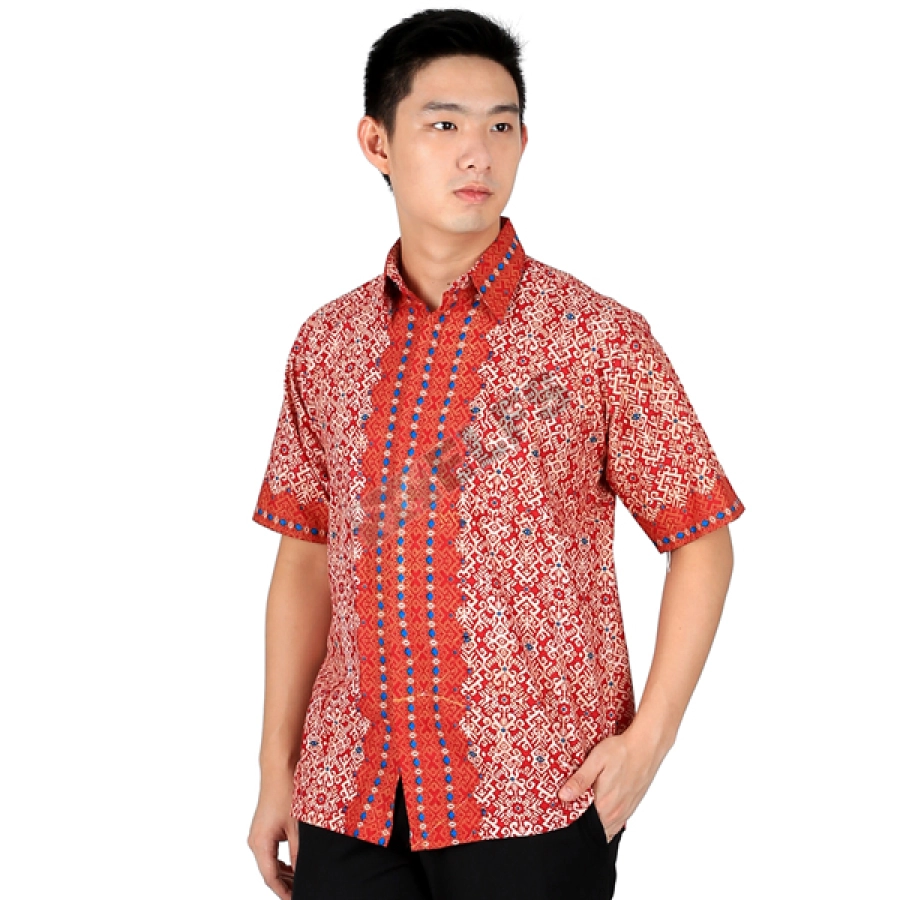 KEMEJA BATIK PENDEK Kemeja Batik Pendek Katun 6M1 Merah Cabe 1 kfbd_batik_katun_6m1_mc_0