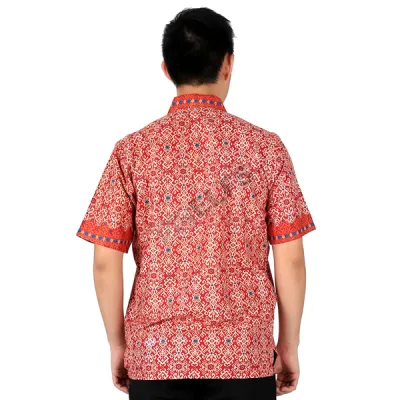 KEMEJA BATIK PENDEK Kemeja Batik Pendek Katun 6M1 Merah Cabe 2 kfbd_batik_katun_6m1_mc_1