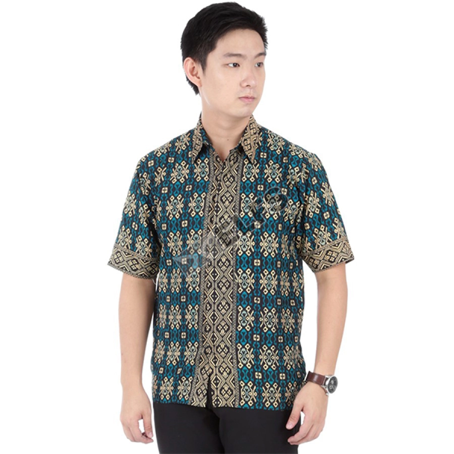 KEMEJA BATIK PENDEK Kemeja Batik Pendek Katun 6O3 Tosca 1 kfbd_batik_katun_6o3_ts_0