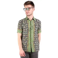 KEMEJA BATIK PENDEK Kemeja Batik Pendek Katun 6S1704 Hijau Muda