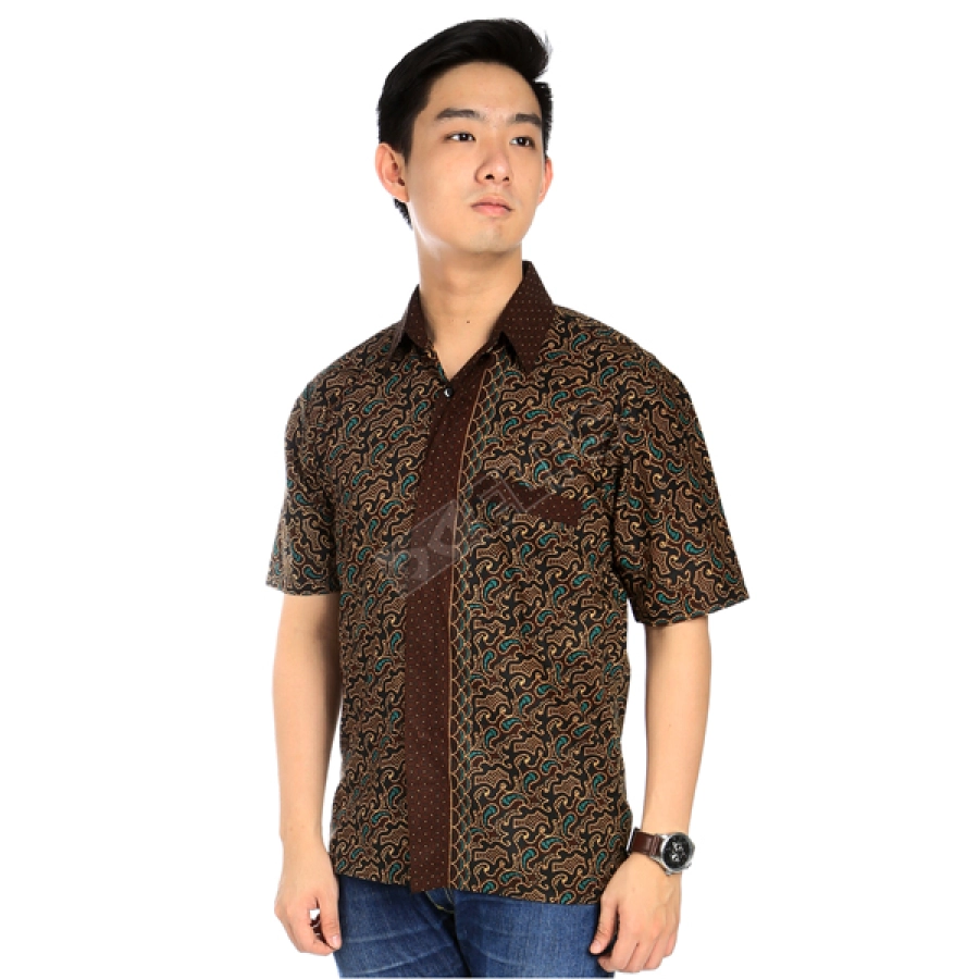 KEMEJA BATIK PENDEK Kemeja Batik Pendek  Katun 8JA2 Coklat Tua 1 kfbd_batik_katun_8ja2_ct_0