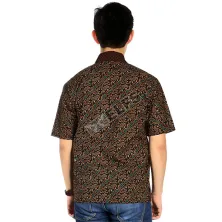 KEMEJA BATIK PENDEK Kemeja Batik Pendek  Katun 8JA2 Coklat Tua