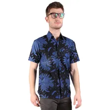 KEMEJA BATIK PENDEK Kemeja Batik Pendek Katun 8S1702 Biru Tua