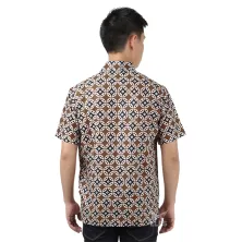 KEMEJA BATIK PENDEK Kemeja Batik Pendek Katun Sogan Kawung Coklat Tua