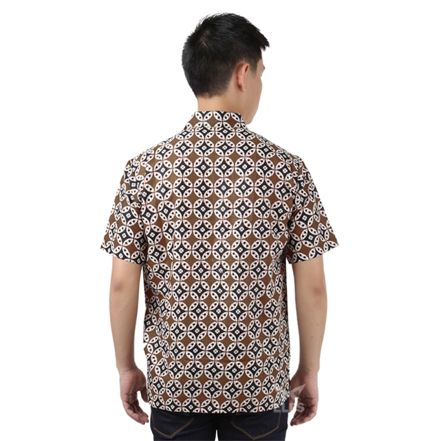 KEMEJA BATIK PENDEK Kemeja Batik Pendek Katun Sogan Kawung Coklat Tua 2 kfbd_batik_katun_sogan_kawung_ct_1