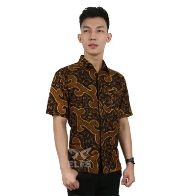 KEMEJA BATIK PENDEK Kemeja Batik Pendek Katun Sogan Kuncoro Coklat Muda 1 kfbd_batik_katun_sogan_kuncoro_cm_0