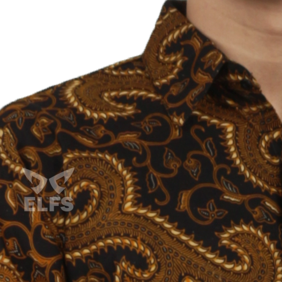 KEMEJA BATIK PENDEK Kemeja Batik Pendek Katun Sogan Kuncoro Coklat Muda 2 kfbd_batik_katun_sogan_kuncoro_cm_1