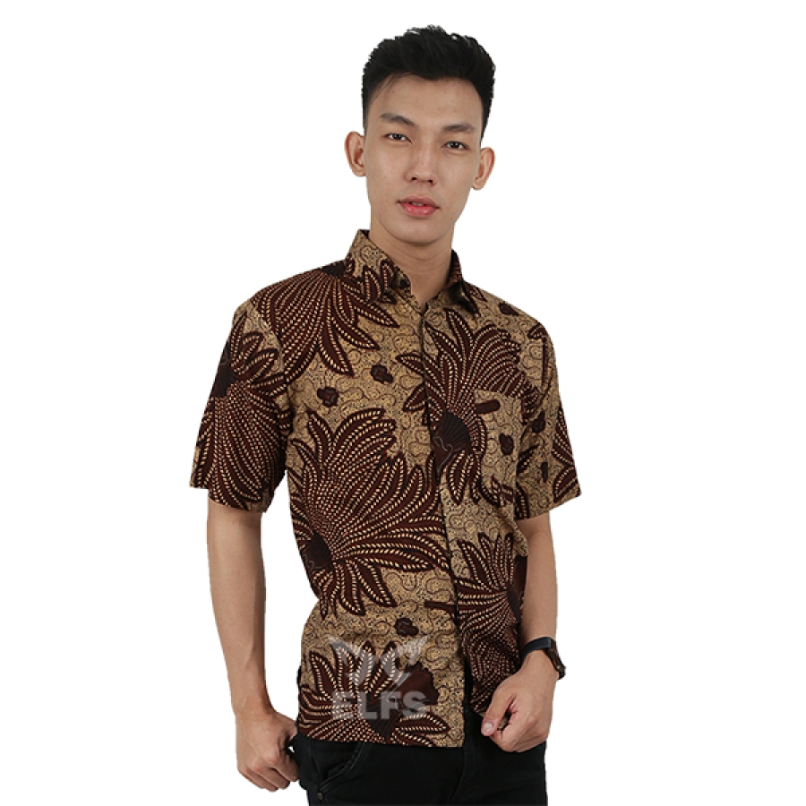 KEMEJA BATIK PENDEK Kemeja Batik Pendek Katun Sogan Padi Tanahan Coklat Tua 1 kfbd_batik_katun_sogan_padi_tanahan_ct_0