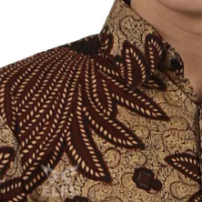 KEMEJA BATIK PENDEK Kemeja Batik Pendek Katun Sogan Padi Tanahan Coklat Tua