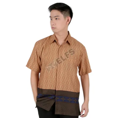 KEMEJA BATIK PENDEK Kemeja Batik Pendek Semi Satin 8F17008 Coklat Muda 1 kfbd_batik_semi_satin_8f17008_cm_0