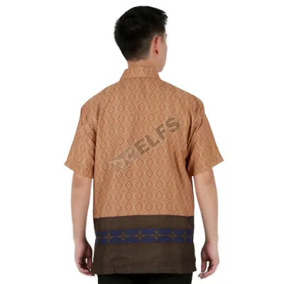 KEMEJA BATIK PENDEK Kemeja Batik Pendek Semi Satin 8F17008 Coklat Muda 2 kfbd_batik_semi_satin_8f17008_cm_1