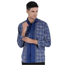 KEMEJA BATIK PANJANG Kemeja Batik Panjang Katun 8F17007 Biru Tua