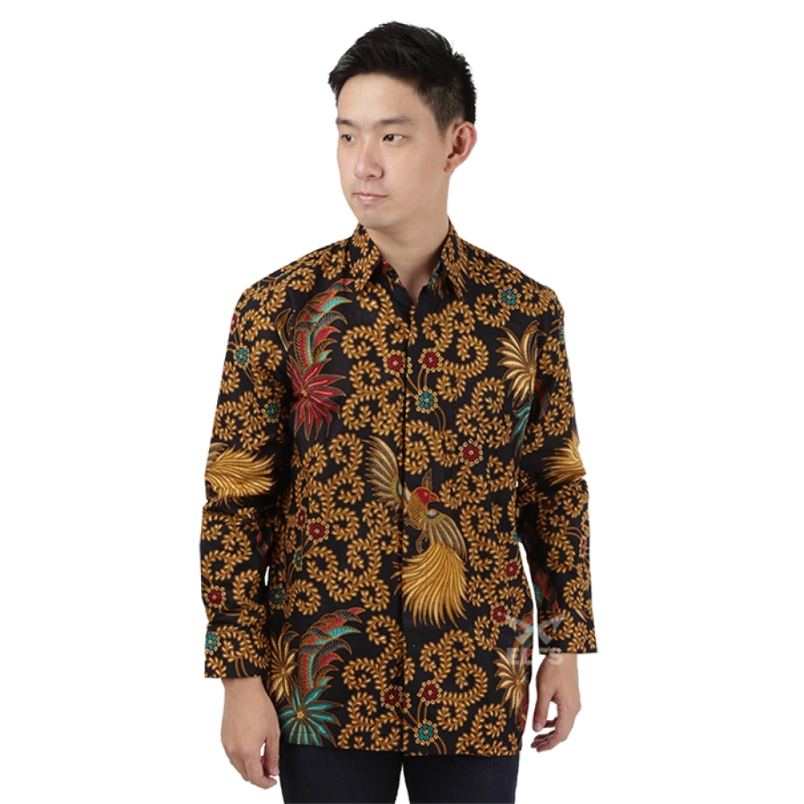 KEMEJA BATIK PANJANG Kemeja Batik Panjang Katun Sogan Cendrawasih Coklat Tua 1 kfbj_batik_katun_sogan_cendrawasih_ct_0