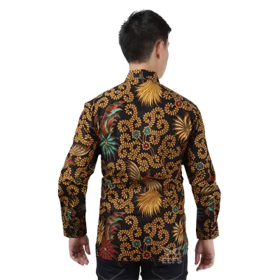 KEMEJA BATIK PANJANG Kemeja Batik Panjang Katun Sogan Cendrawasih Coklat Tua 2 kfbj_batik_katun_sogan_cendrawasih_ct_1