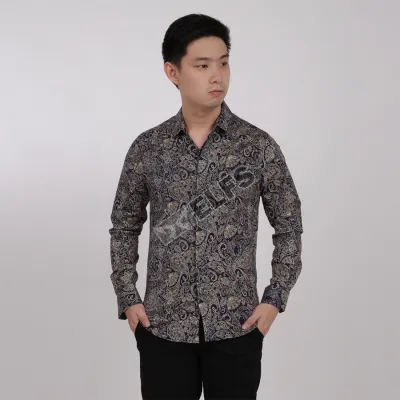 KEMEJA BATIK PANJANG KEMEJA PRIA BATIK SONGKET LENGAN PANJANG SLIMFIT TERMURAH M-XL 08 BIRU DONGKER 1 kfbj_batik_songket_08_bd0