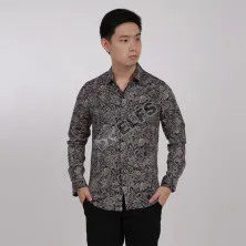 KEMEJA BATIK PANJANG KEMEJA PRIA BATIK SONGKET LENGAN PANJANG SLIMFIT TERMURAH MXL 08 BIRU DONGKER