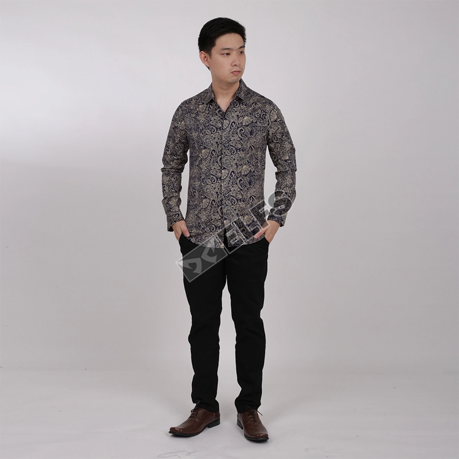 KEMEJA BATIK PANJANG KEMEJA PRIA BATIK SONGKET LENGAN PANJANG SLIMFIT TERMURAH M-XL 08 BIRU DONGKER 3 kfbj_batik_songket_08_bd2