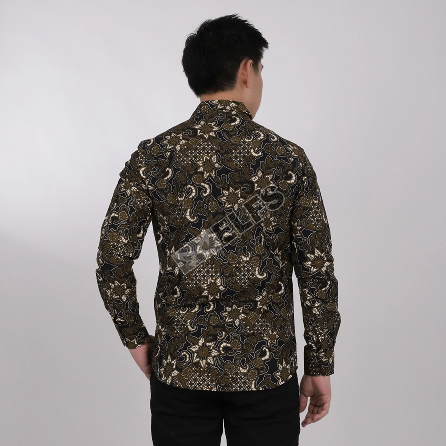 KEMEJA BATIK PANJANG KEMEJA PRIA BATIK SONGKET LENGAN PANJANG SLIMFIT TERMURAH M-XL 09 COKLAT TUA 2 kfbj_batik_songket_09_ct1