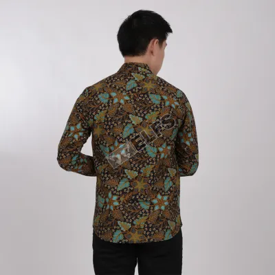 KEMEJA BATIK PANJANG KEMEJA PRIA BATIK SONGKET LENGAN PANJANG SLIMFIT TERMURAH M-XL 10 HIJAU TUA 2 kfbj_batik_songket_10_it1