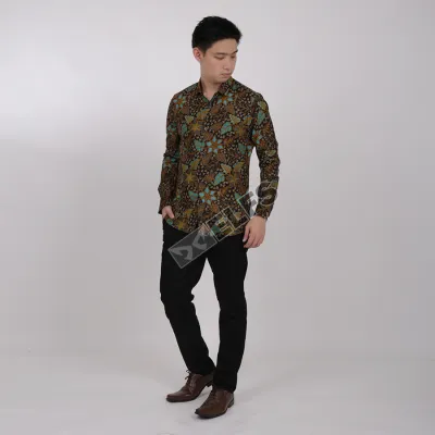 KEMEJA BATIK PANJANG KEMEJA PRIA BATIK SONGKET LENGAN PANJANG SLIMFIT TERMURAH M-XL 10 HIJAU TUA 3 kfbj_batik_songket_10_it2