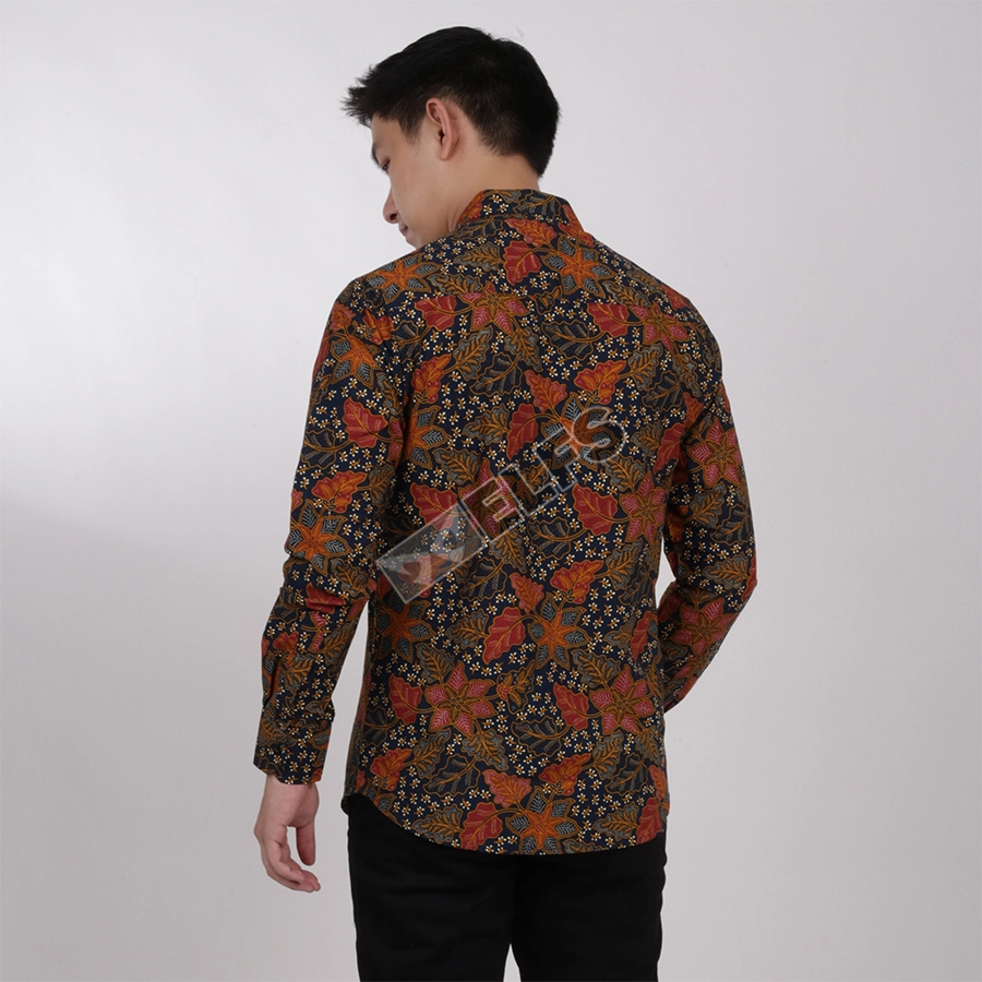 KEMEJA BATIK PANJANG KEMEJA PRIA BATIK SONGKET LENGAN PANJANG SLIMFIT TERMURAH M-XL 10 OREN 2 kfbj_batik_songket_10_or1