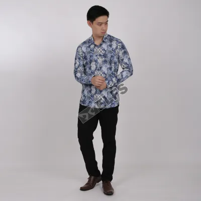 KEMEJA BATIK PANJANG KEMEJA PRIA BATIK SONGKET LENGAN PANJANG SLIMFIT TERMURAH M-XL 11 BIRU MUDA 3 kfbj_batik_songket_11_bm2