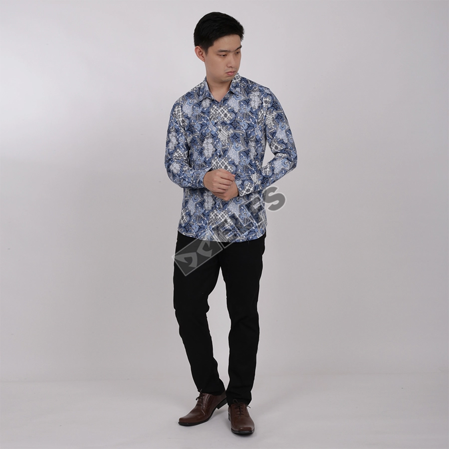 KEMEJA BATIK PANJANG KEMEJA PRIA BATIK SONGKET LENGAN PANJANG SLIMFIT TERMURAH M-XL 11 BIRU MUDA 3 kfbj_batik_songket_11_bm2