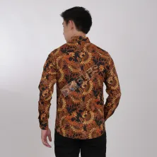 KEMEJA BATIK PANJANG KEMEJA PRIA BATIK SONGKET LENGAN PANJANG SLIMFIT TERMURAH MXL 12 KREM