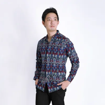 KEMEJA BATIK PANJANG KEMEJA PRIA BATIK SONGKET LENGAN PANJANG SLIMFIT TERMURAH M-XL 05 BIRU DONGKER 1 kfbj_batik_songket_bd0