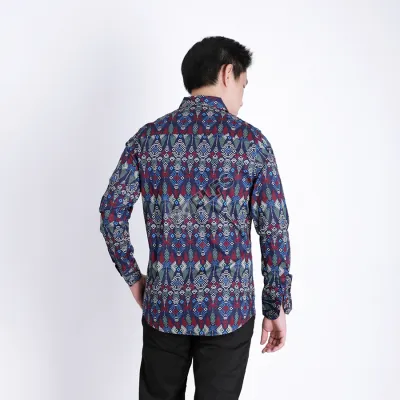 KEMEJA BATIK PANJANG KEMEJA PRIA BATIK SONGKET LENGAN PANJANG SLIMFIT TERMURAH M-XL 05 BIRU DONGKER 3 kfbj_batik_songket_bd2