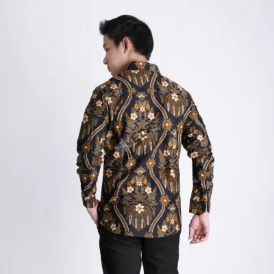 KEMEJA BATIK PANJANG KEMEJA PRIA BATIK SONGKET LENGAN PANJANG SLIMFIT TERMURAH M-XL 03 COKLAT MUDA 3 kfbj_batik_songket_cm2