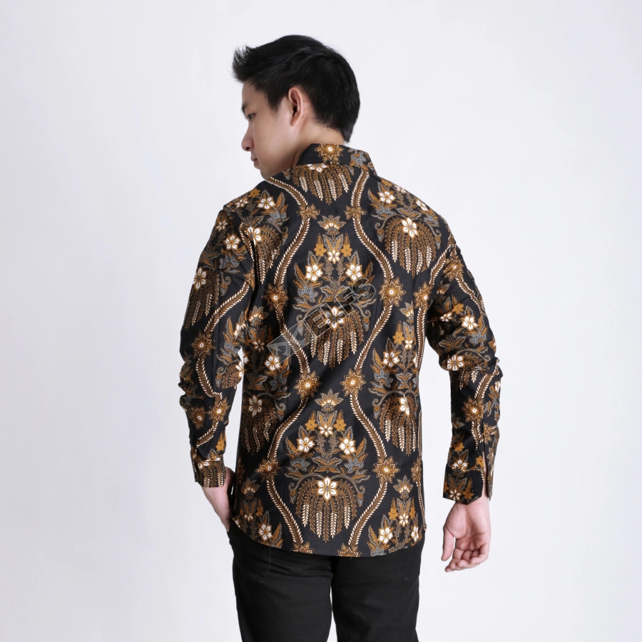 KEMEJA BATIK PANJANG KEMEJA PRIA BATIK SONGKET LENGAN PANJANG SLIMFIT TERMURAH M-XL 03 COKLAT MUDA 3 kfbj_batik_songket_cm2