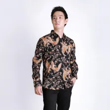 KEMEJA BATIK PANJANG KEMEJA PRIA BATIK SONGKET LENGAN PANJANG SLIMFIT TERMURAH MXL 04 COKLAT TUA