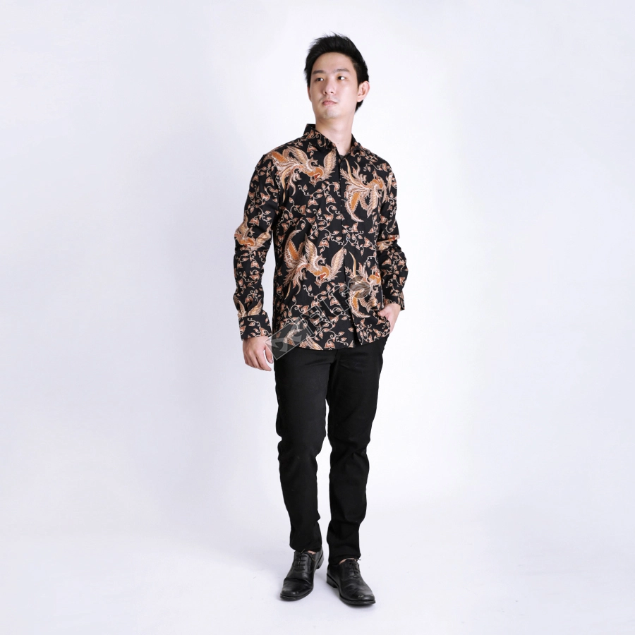 KEMEJA BATIK PANJANG KEMEJA PRIA BATIK SONGKET LENGAN PANJANG SLIMFIT TERMURAH M-XL 04 COKLAT TUA 2 kfbj_batik_songket_ct1