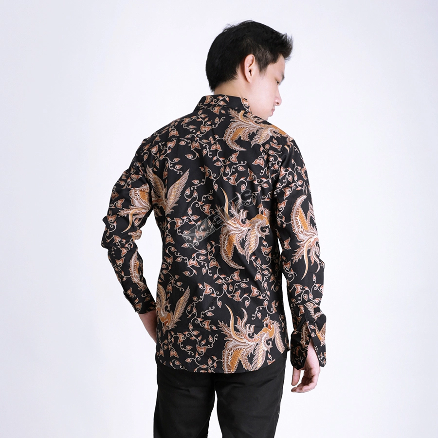 KEMEJA BATIK PANJANG KEMEJA PRIA BATIK SONGKET LENGAN PANJANG SLIMFIT TERMURAH M-XL 04 COKLAT TUA 3 kfbj_batik_songket_ct2