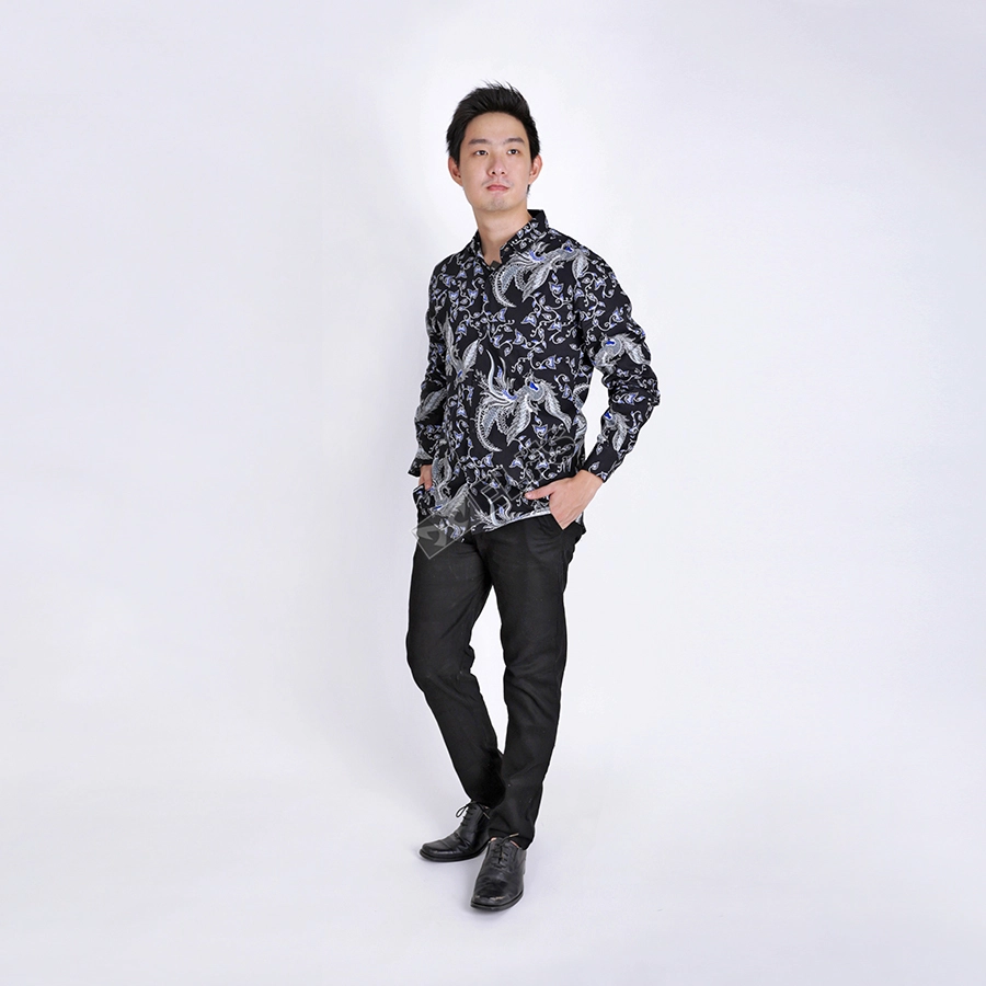 KEMEJA BATIK PANJANG KEMEJA PRIA BATIK SONGKET LENGAN PANJANG SLIMFIT TERMURAH M-XL 04 HITAM 3 kfbj_batik_songket_hx2