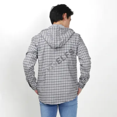 KEMEJA PANJANG KEMEJA FLANEL PRIA HOODIE LENGAN PANJANG MOTIF KOTAK 01 ABU MUDA - HITAM 3 kffj_flanel_hoodie_01am_hx2