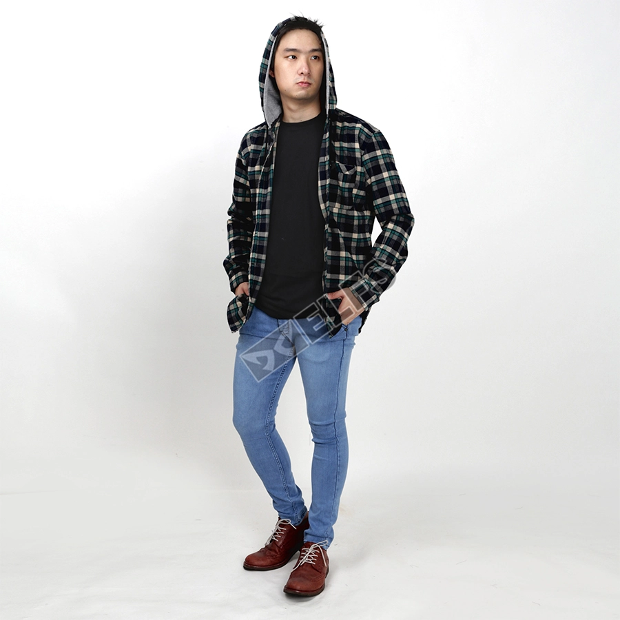 KEMEJA PANJANG KEMEJA FLANEL PRIA HOODIE LENGAN PANJANG MOTIF KOTAK 03 ABU MUDA - HIJAU TUA 2 kffj_flanel_hoodie_03am_it1