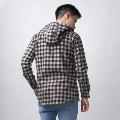 KEMEJA PANJANG Kemeja Flanel Pria Hoodie Lengan Panjang Motif Kotak 04 Navy Coklat Muda 3 kffj_flanel_hoodie_04bd_cm2