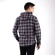 KEMEJA PANJANG KEMEJA FLANEL PRIA HOODIE LENGAN PANJANG MOTIF KOTAK 05 ABU MUDA  BIRU DONGKER