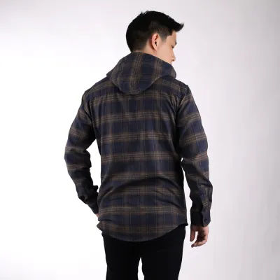 KEMEJA PANJANG KEMEJA FLANEL PRIA HOODIE LENGAN PANJANG MOTIF KOTAK 05 ABU MUDA - Coklat Tua 2 kffj_flanel_hoodie_05am_ct1