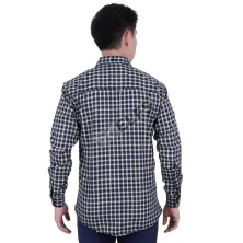 KEMEJA PANJANG Kemeja Panjang Pria Flanel Wool Tartan 3J1705 Biru Dongker