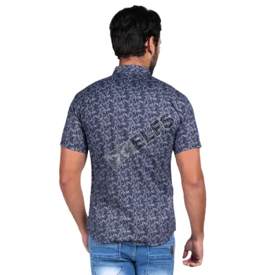 KEMEJA PENDEK Kemeja Pendek Pria Katun Stretch Pattern Biru Tua 2 kfsd_cotton_motif_pattern_bt_1