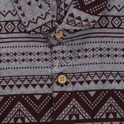 KEMEJA PENDEK Kemeja Pendek Pria Katun Stretch Vintage Coklat Tua 3 kfsd_cotton_motif_vintage_ct_2