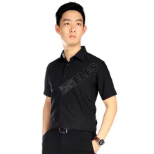 KEMEJA PENDEK Kemeja Pendek Pria Reversible Cuff Hitam