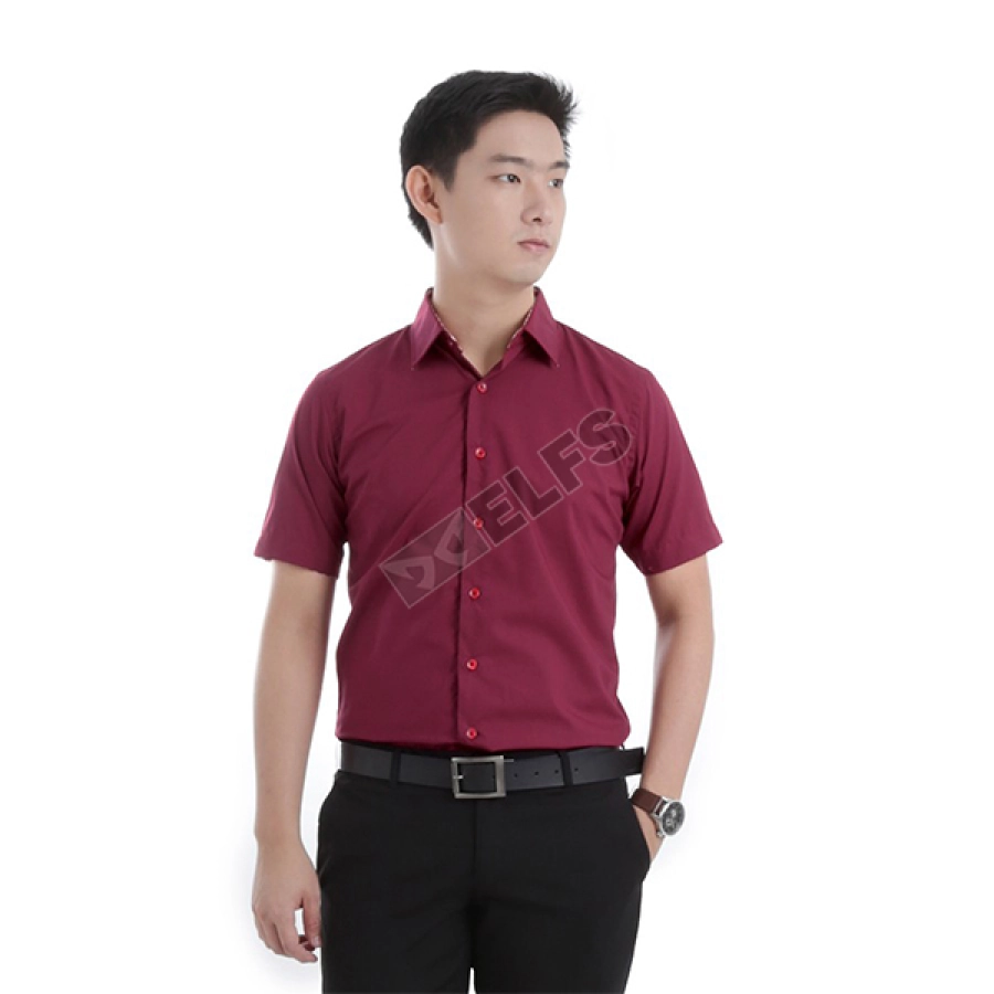 KEMEJA PENDEK Kemeja Pendek Pria Reversible Cuff Maroon 1 kfsd_greyson_reversible_cuff_mo_0