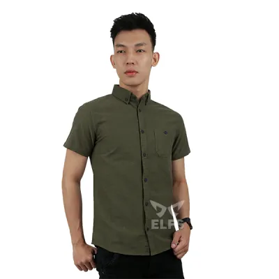 KEMEJA PENDEK Kemeja Pendek Pria Oxford Premium Basic Hijau Army 1 kfsd_oxford_premium_basic_ia_0