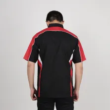 KEMEJA PENDEK Kemeja Seragam Perusahaan Japan Drill Uniform Bordir Logo 02 Hitam